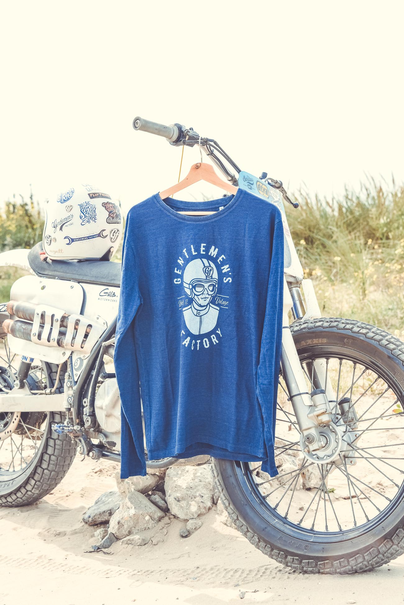 Tee-shirt bio longue manche denim indigo